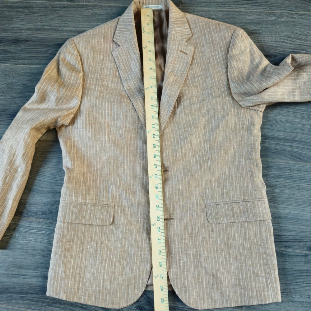 Ralph Lauren Linen Suit Men's 40S Tan Pinstripe Trim Fit Jacket Pants W33x30 - Picture 10 of 16
